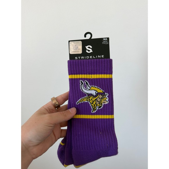 Strideline Other - Strideline Minnesota Vikings Premium Knit Crew Socks Purple & Yellow M/L – NWT